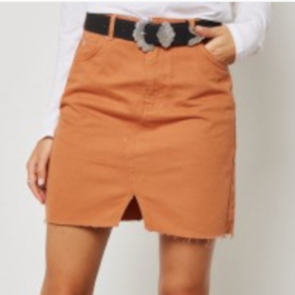 TOPSHOP Front Slit Denim Mini Skirt S